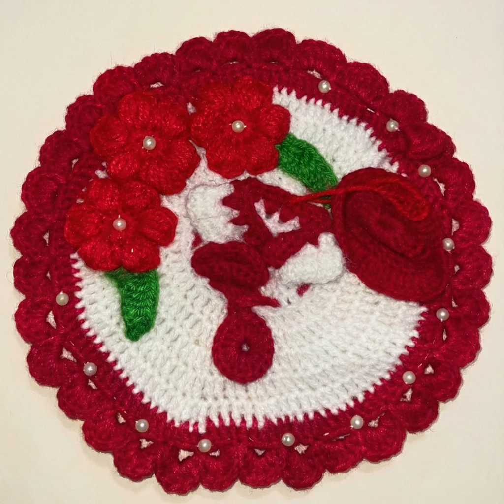 Woollen Dress for Thakur Ji(red-white)