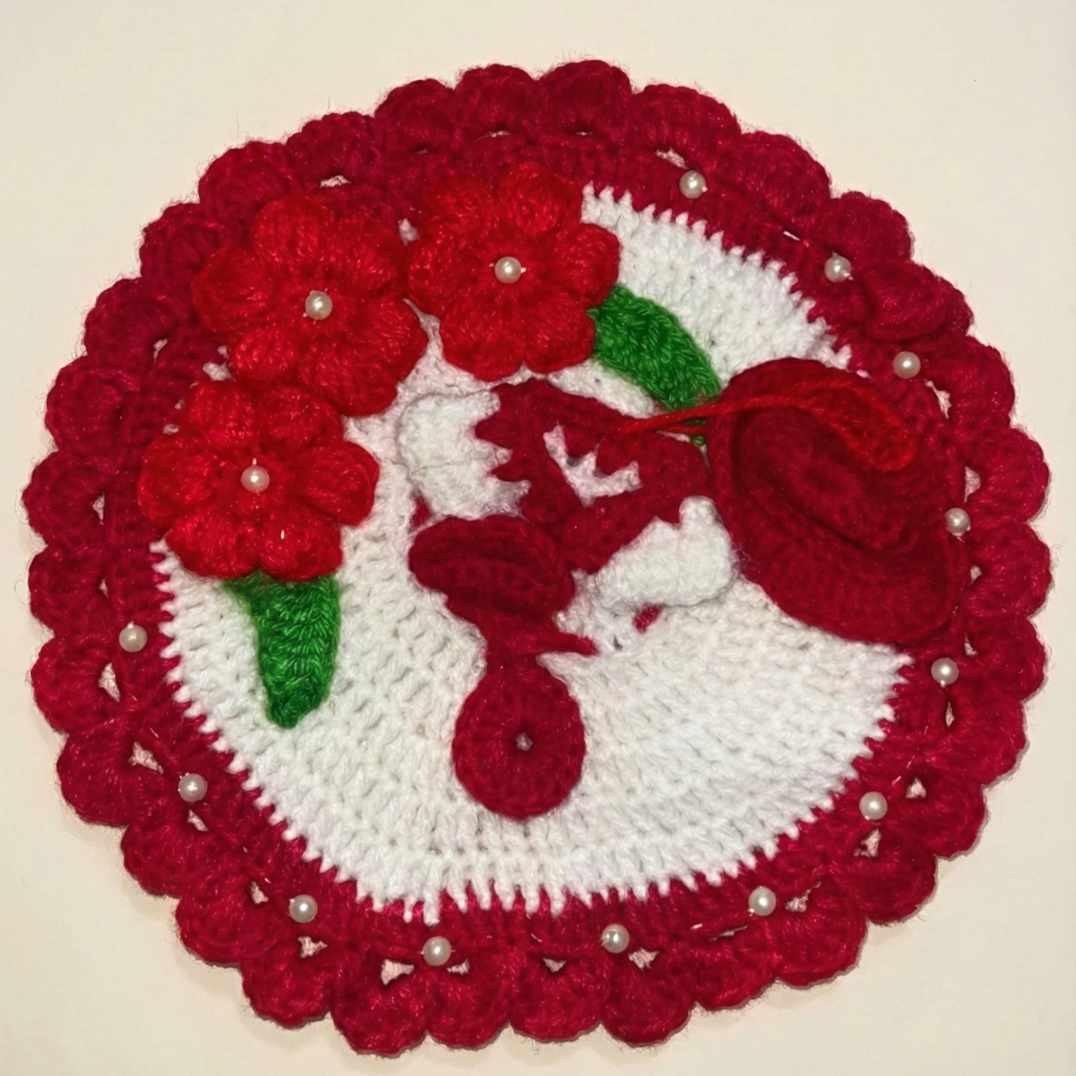 Woollen Dress for Thakur Ji(red-white)