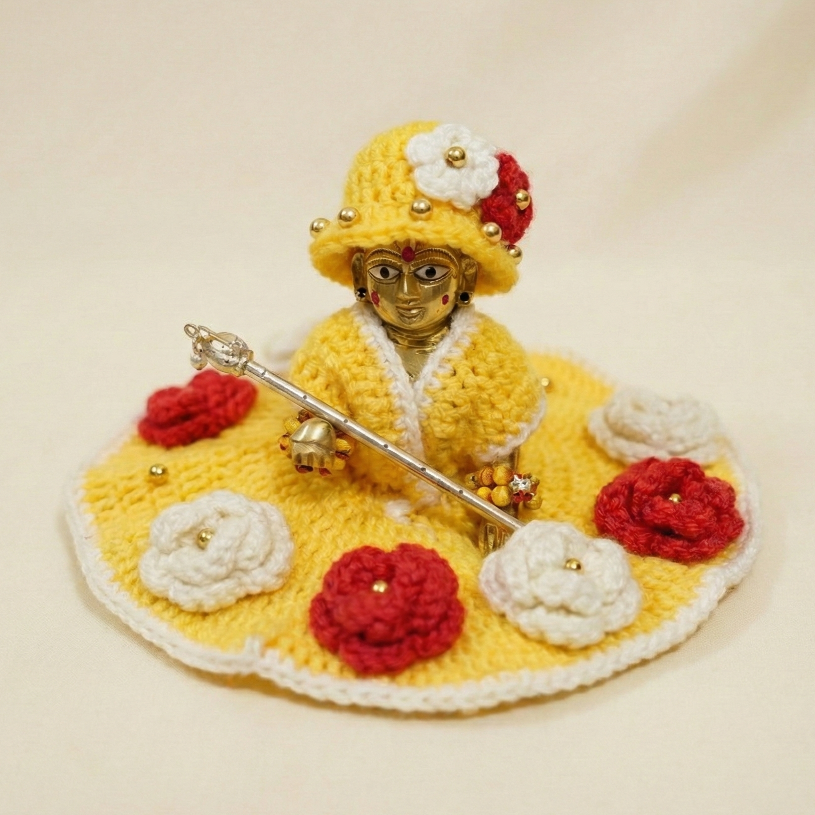 Woollen Dress for Thakur Ji size 5-6(Yellow)